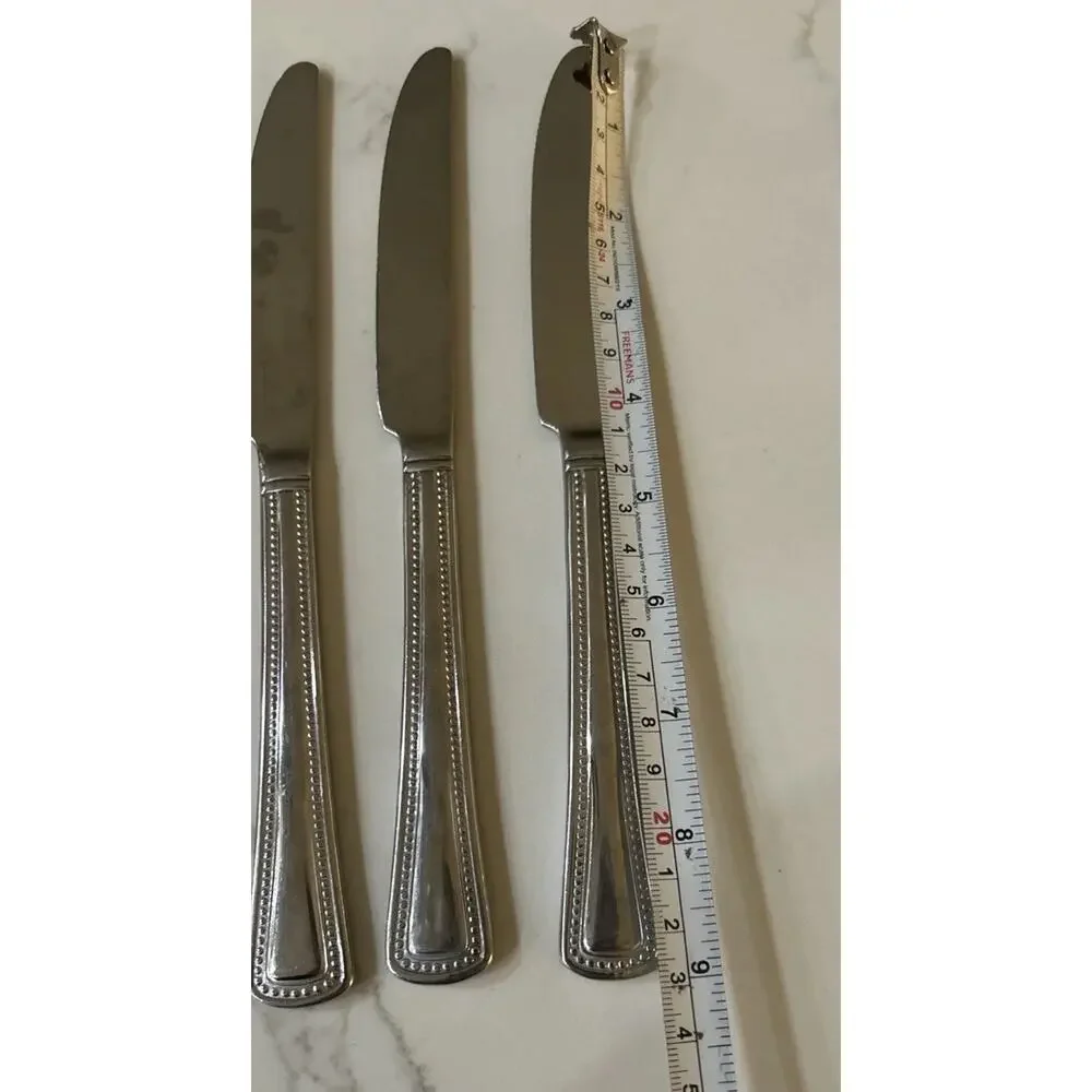 INTERNATIONAL PRECISION BEADED STAINLESS Steel‎ DINNER KNIVES 9 1/8
